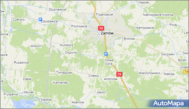 mapa Sielec gmina Żarnów, Sielec gmina Żarnów na mapie Targeo