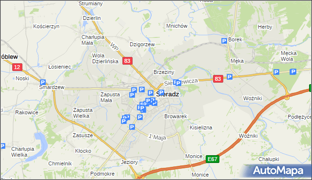 mapa Sieradz, Sieradz na mapie Targeo