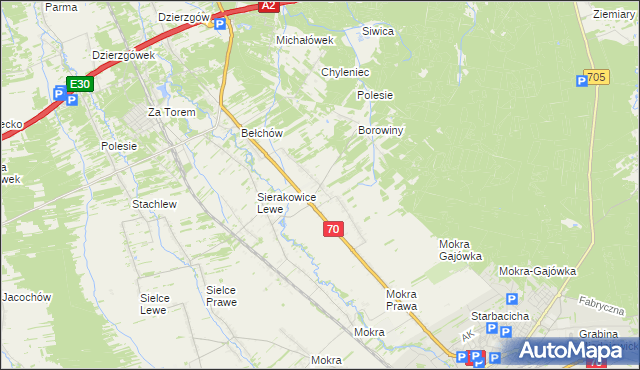 mapa Sierakowice Prawe, Sierakowice Prawe na mapie Targeo