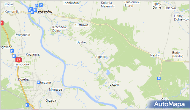 mapa Sigiełki, Sigiełki na mapie Targeo