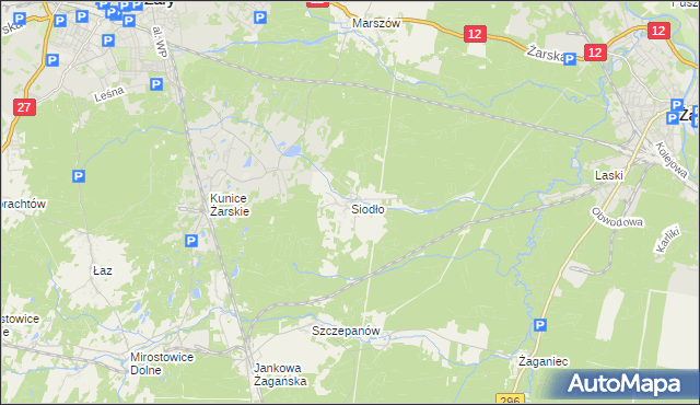 mapa Siodło gmina Żary, Siodło gmina Żary na mapie Targeo