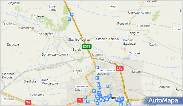 mapa Sitaniec, Sitaniec na mapie Targeo