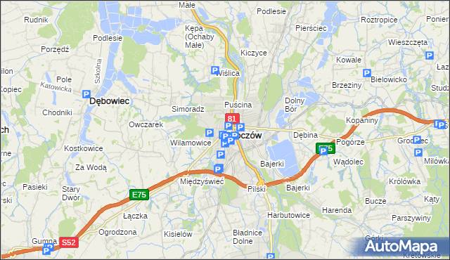 mapa Skoczów powiat cieszyński, Skoczów powiat cieszyński na mapie Targeo