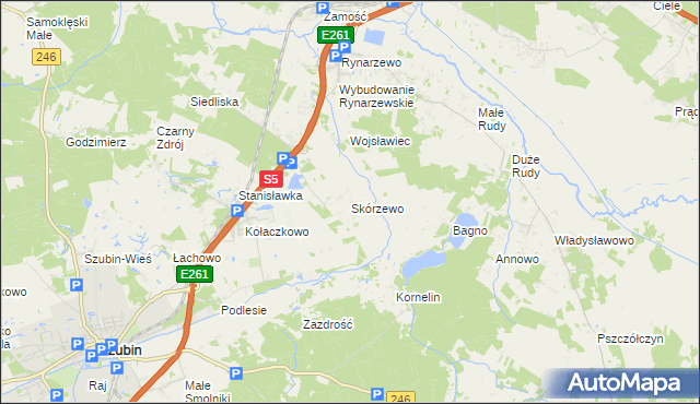 mapa Skórzewo gmina Szubin, Skórzewo gmina Szubin na mapie Targeo