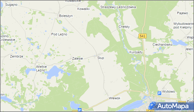 mapa Słup gmina Lidzbark, Słup gmina Lidzbark na mapie Targeo