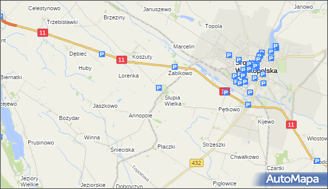 mapa Słupia Wielka, Słupia Wielka na mapie Targeo