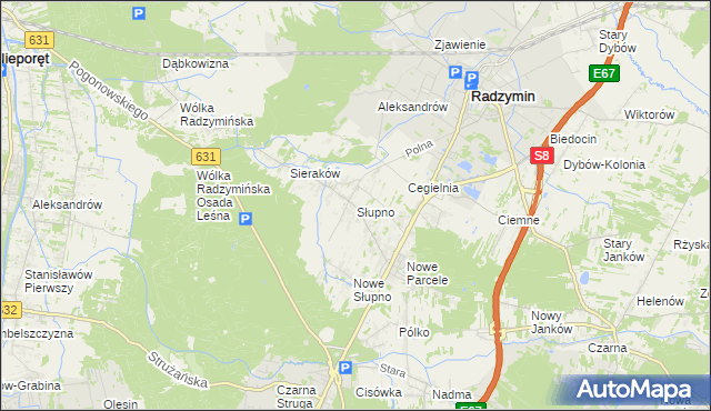 mapa Słupno gmina Radzymin, Słupno gmina Radzymin na mapie Targeo