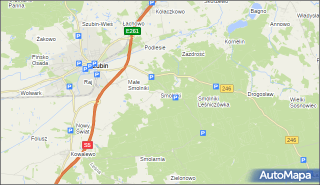 mapa Smolniki gmina Szubin, Smolniki gmina Szubin na mapie Targeo