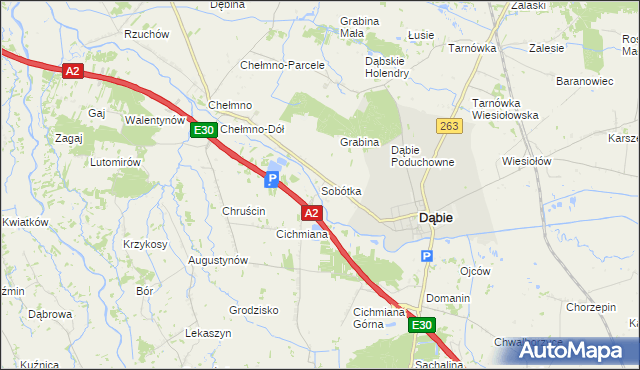 mapa Sobótka gmina Dąbie, Sobótka gmina Dąbie na mapie Targeo