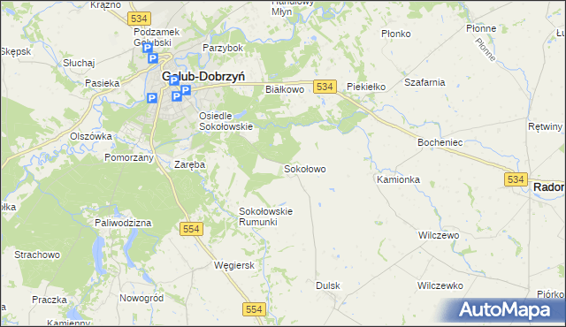 mapa Sokołowo gmina Golub-Dobrzyń, Sokołowo gmina Golub-Dobrzyń na mapie Targeo