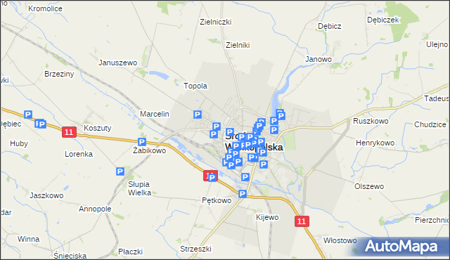 mapa Środa Wielkopolska, Środa Wielkopolska na mapie Targeo