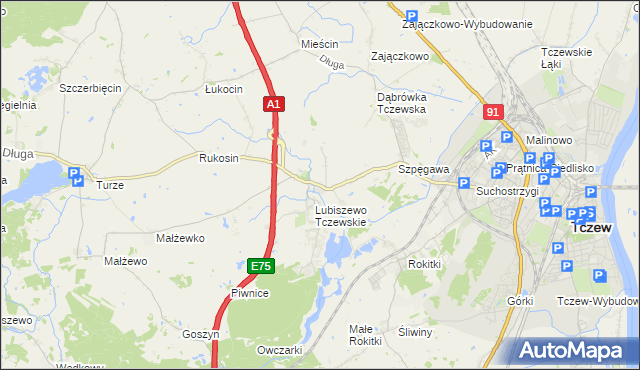 mapa Stanisławie gmina Tczew, Stanisławie gmina Tczew na mapie Targeo