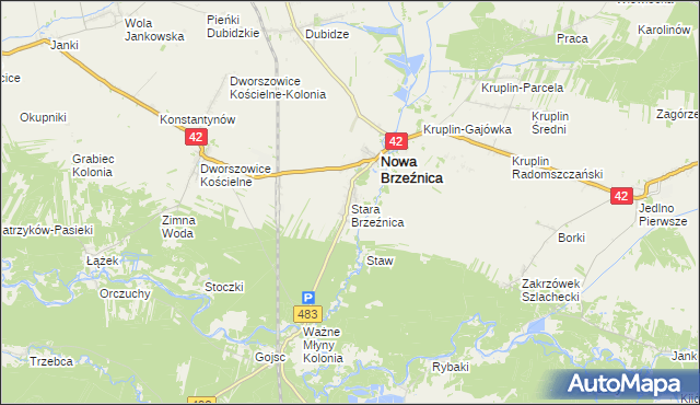 mapa Stara Brzeźnica, Stara Brzeźnica na mapie Targeo