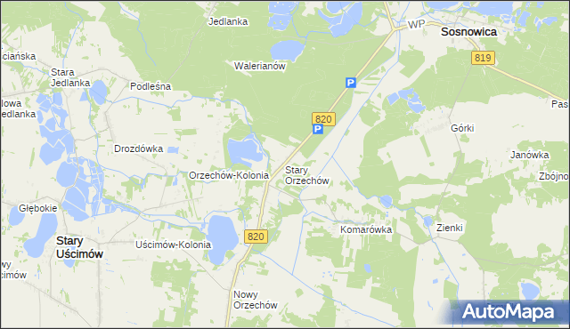 mapa Stary Orzechów, Stary Orzechów na mapie Targeo