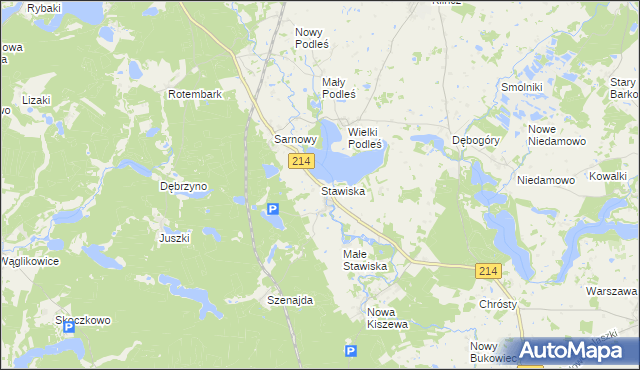 mapa Stawiska gmina Kościerzyna, Stawiska gmina Kościerzyna na mapie Targeo