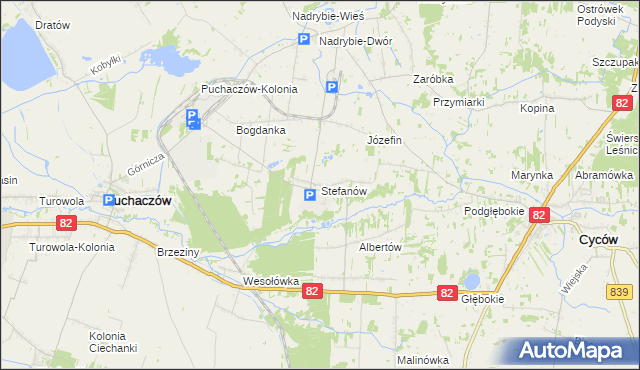 mapa Stefanów gmina Cyców, Stefanów gmina Cyców na mapie Targeo