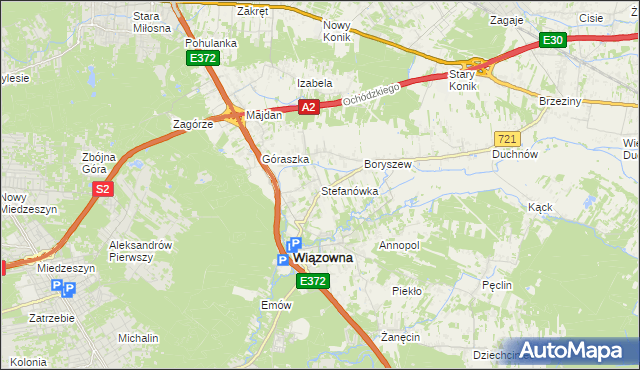 mapa Stefanówka gmina Wiązowna, Stefanówka gmina Wiązowna na mapie Targeo