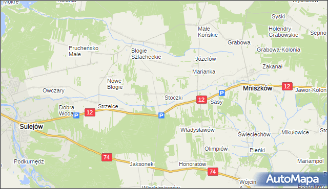 mapa Stoczki gmina Mniszków, Stoczki gmina Mniszków na mapie Targeo