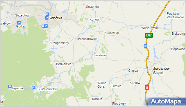 mapa Świątniki gmina Sobótka, Świątniki gmina Sobótka na mapie Targeo