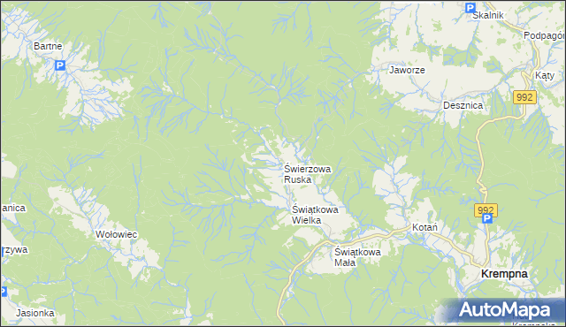 mapa Świerzowa Ruska, Świerzowa Ruska na mapie Targeo
