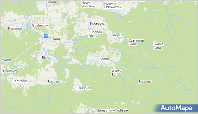 mapa Szałas gmina Zagnańsk, Szałas gmina Zagnańsk na mapie Targeo