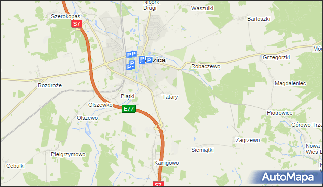 mapa Tatary gmina Nidzica, Tatary gmina Nidzica na mapie Targeo