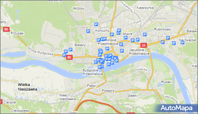 mapa Torunia, Toruń na mapie Targeo