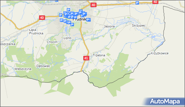 mapa Trzebina gmina Lubrza, Trzebina gmina Lubrza na mapie Targeo