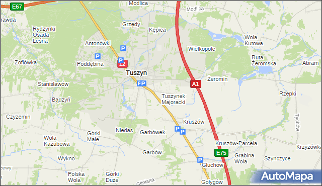 mapa Tuszynek Majoracki, Tuszynek Majoracki na mapie Targeo