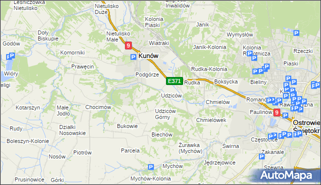 mapa Udziców, Udziców na mapie Targeo