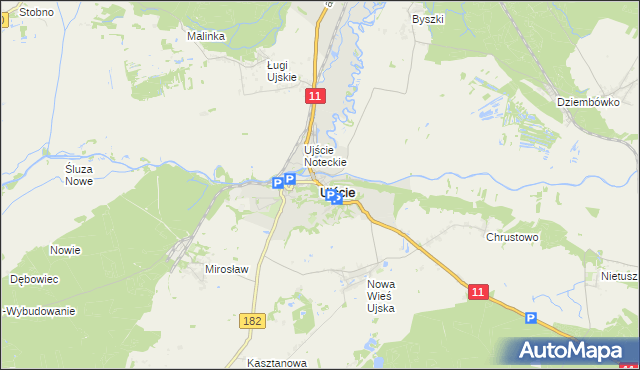 mapa Ujście powiat pilski, Ujście powiat pilski na mapie Targeo