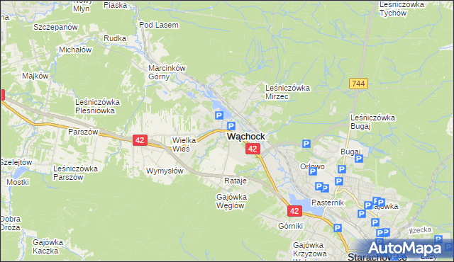 mapa Wąchock, Wąchock na mapie Targeo