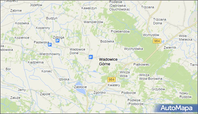 mapa Wadowice Górne, Wadowice Górne na mapie Targeo