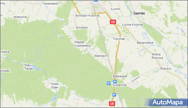 mapa Wandzin gmina Lubartów, Wandzin gmina Lubartów na mapie Targeo