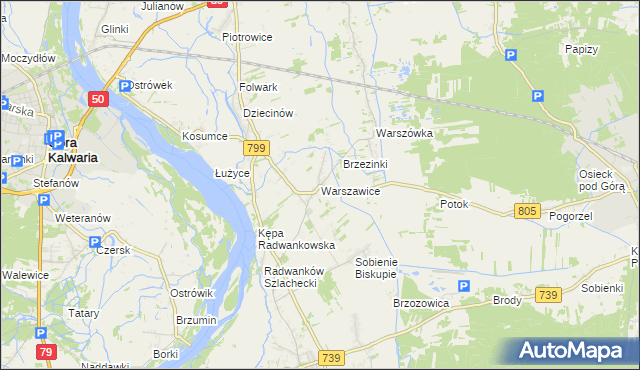 mapa Warszawice, Warszawice na mapie Targeo