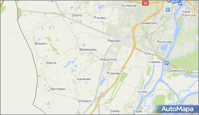mapa Warzymice, Warzymice na mapie Targeo