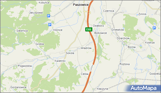 mapa Wiadrów, Wiadrów na mapie Targeo