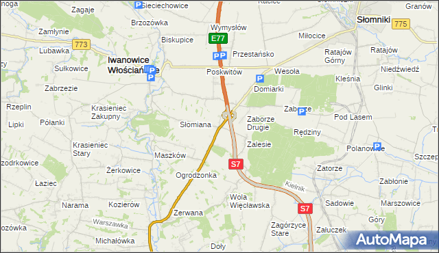 mapa Widoma gmina Iwanowice, Widoma gmina Iwanowice na mapie Targeo