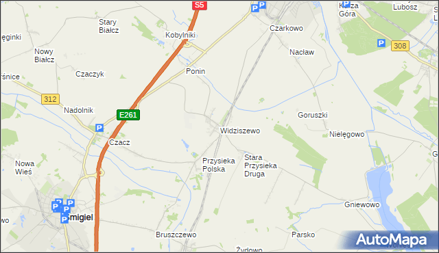 mapa Widziszewo, Widziszewo na mapie Targeo