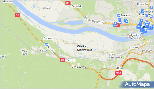 mapa Wielka Nieszawka, Wielka Nieszawka na mapie Targeo