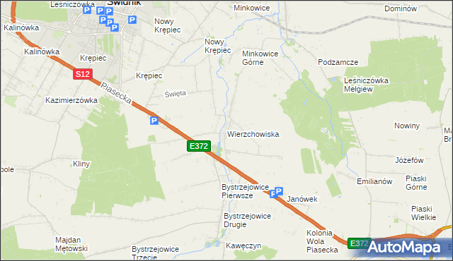 mapa Wierzchowiska gmina Piaski, Wierzchowiska gmina Piaski na mapie Targeo