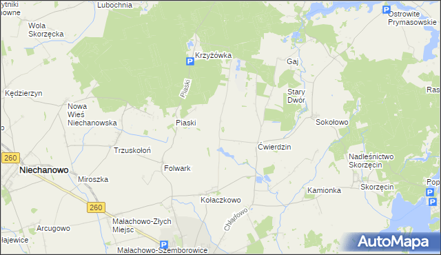 mapa Wierzchowiska gmina Witkowo, Wierzchowiska gmina Witkowo na mapie Targeo