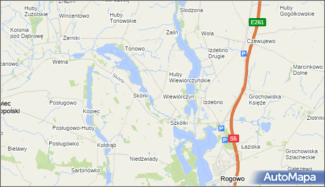 mapa Wiewiórczyn gmina Rogowo, Wiewiórczyn gmina Rogowo na mapie Targeo