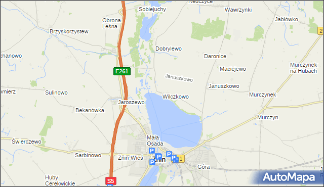 mapa Wilczkowo gmina Żnin, Wilczkowo gmina Żnin na mapie Targeo