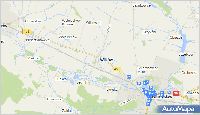 mapa Wilków powiat namysłowski, Wilków powiat namysłowski na mapie Targeo