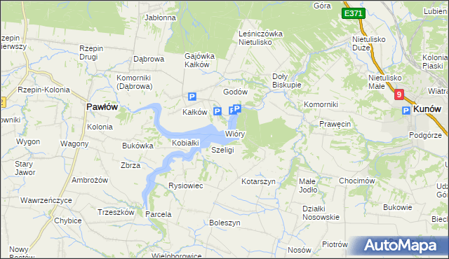 mapa Wióry, Wióry na mapie Targeo