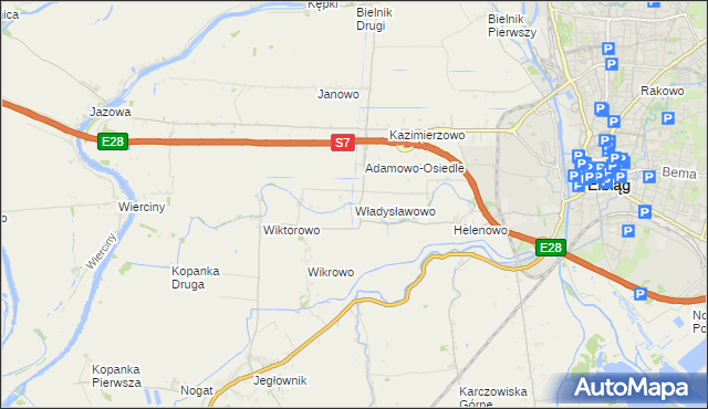 mapa Władysławowo gmina Elbląg, Władysławowo gmina Elbląg na mapie Targeo