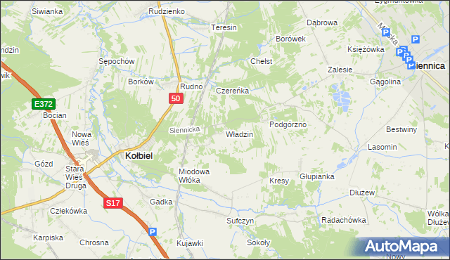 mapa Władzin, Władzin na mapie Targeo