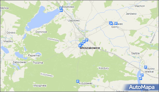 mapa Włoszakowice, Włoszakowice na mapie Targeo