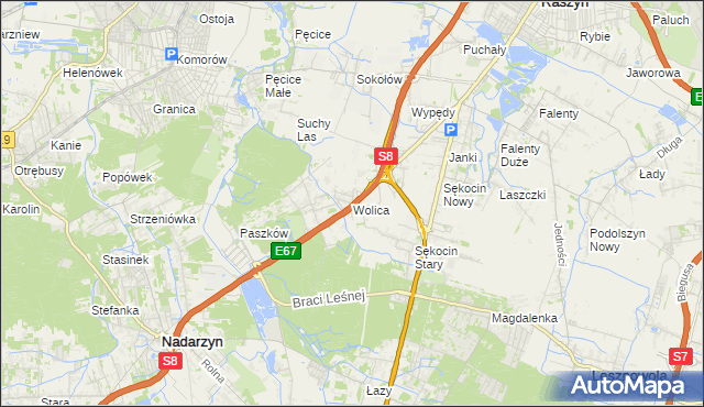 mapa Wolica gmina Nadarzyn, Wolica gmina Nadarzyn na mapie Targeo